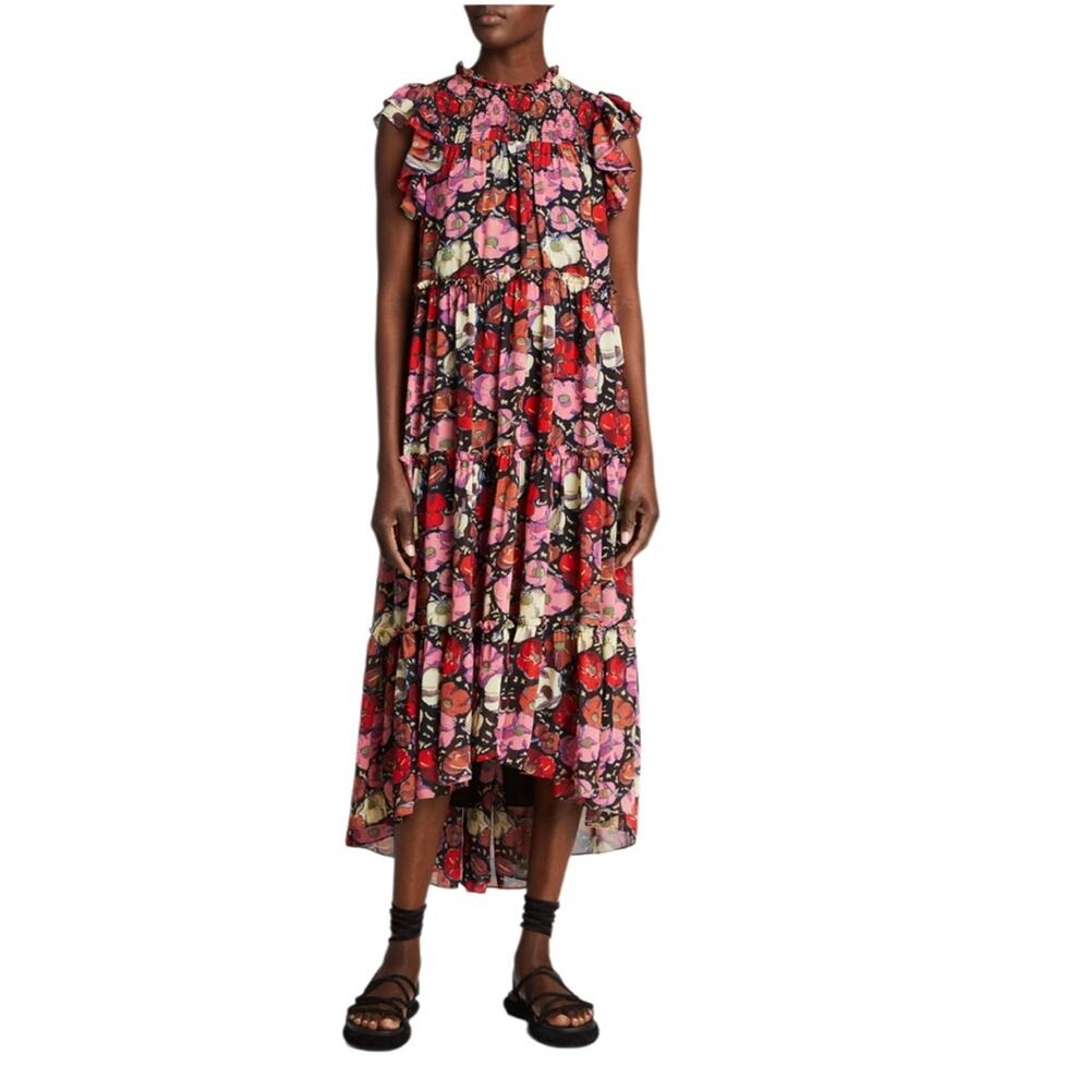 CINQ À SEPT Ricki Floral Dress Asymmetrical Size 4 NWT - Picture 3 of 10
